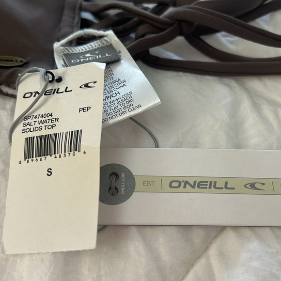O’Neill Sz: Small Salt Water Bralette Top Deep Taupe Color - Brand NWT - Picture 8 of 12